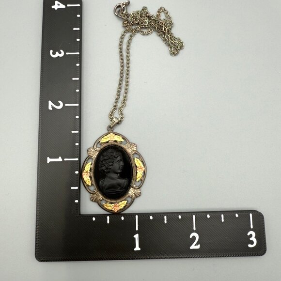 Vintage LS Peterson Sterling 12K GF Mourning Pendant Necklace 18"L - Picture 5 of 14